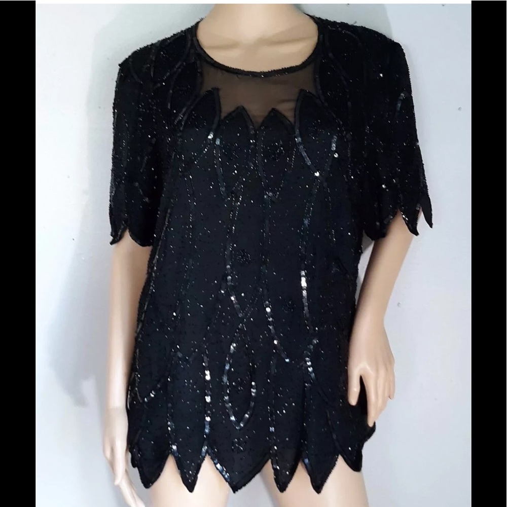 Vintage Stenay Womens Top Size Black 1X